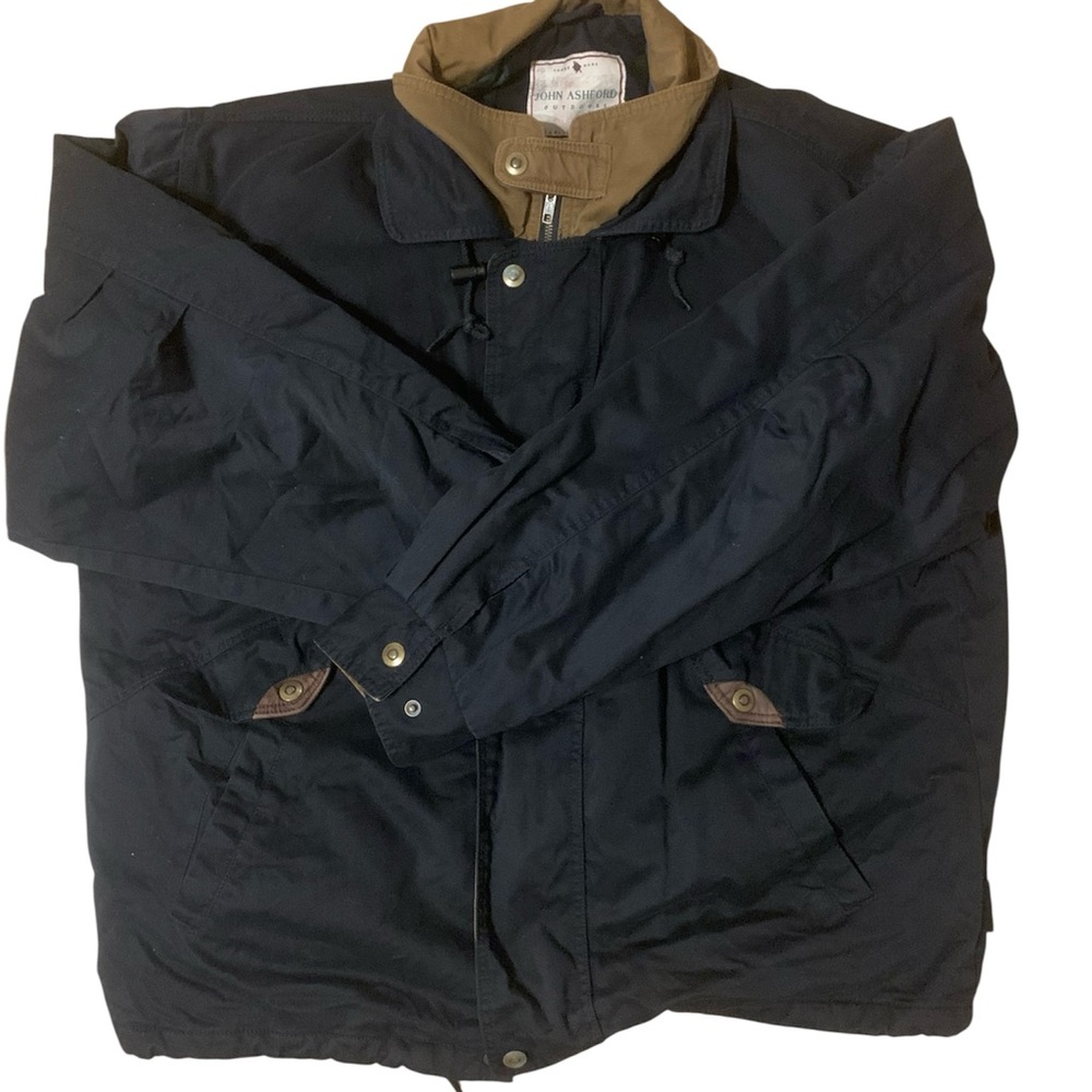 John Ashford Black Bomber Jacket Flannel Lined XL‎ Vintage Outdoor